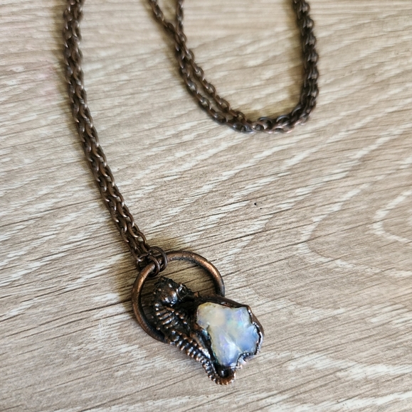 OOAK Copper and Opal Seahorse Necklace - Picture 8 of 9